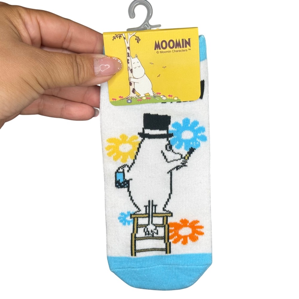 Moomin Character Adult Socks Novelty Crew Socks Cartoon Socks Painting Flowers